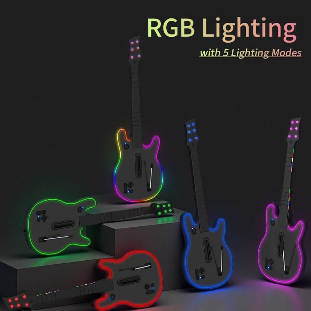 Lyvix Guitar Hero Controller for with Hero, Festival, RGB Light, Game Straps, Rechargeable Clone PS4 - 상세 이미지 3