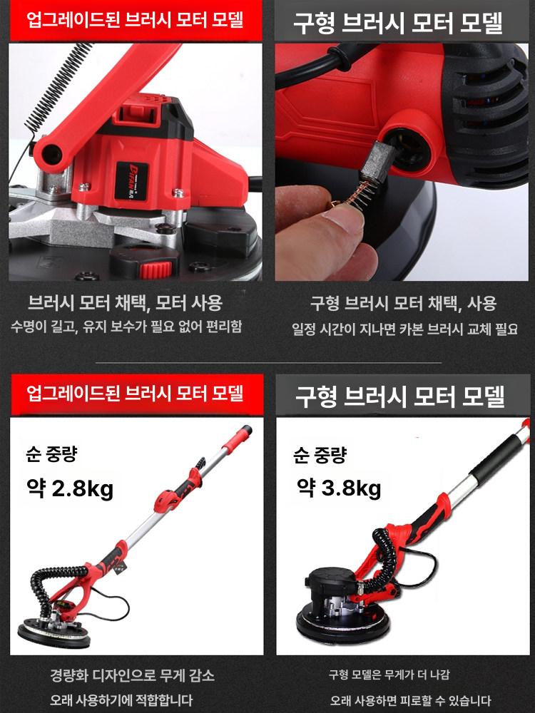 전동 핸드샌딩기 원형 연삭기 산업용 목공용 샌더 연마기 공구함 1.8m 레드 흡입기 사포 50장 - 상세 이미지 5