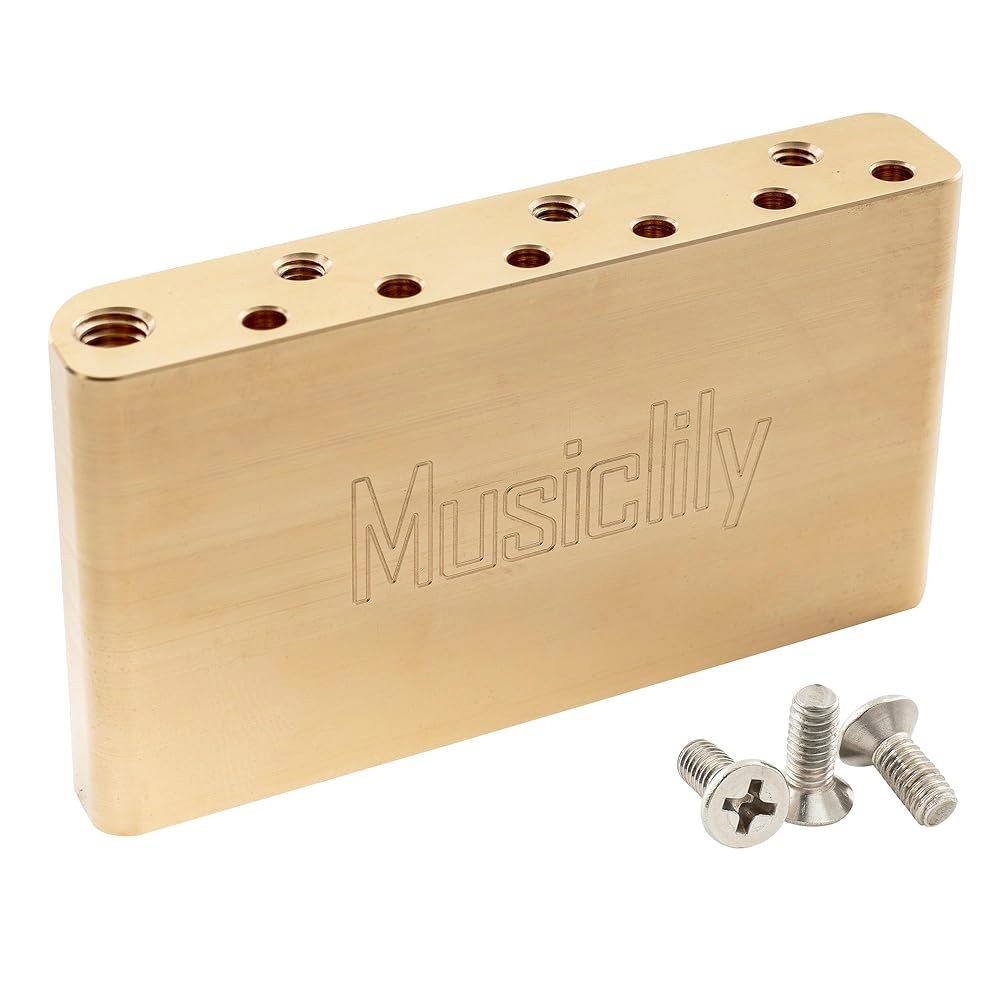 Musiclily 울트라 52.5mm (2-1/16인치) 풀 솔리드 황동 40mm 기타 트레몰로 블록, 인도네시아용, 스퀴어 2019년 이후 신제품 클래식 바이브 일렉트릭 브릿지 - 상품 이미지