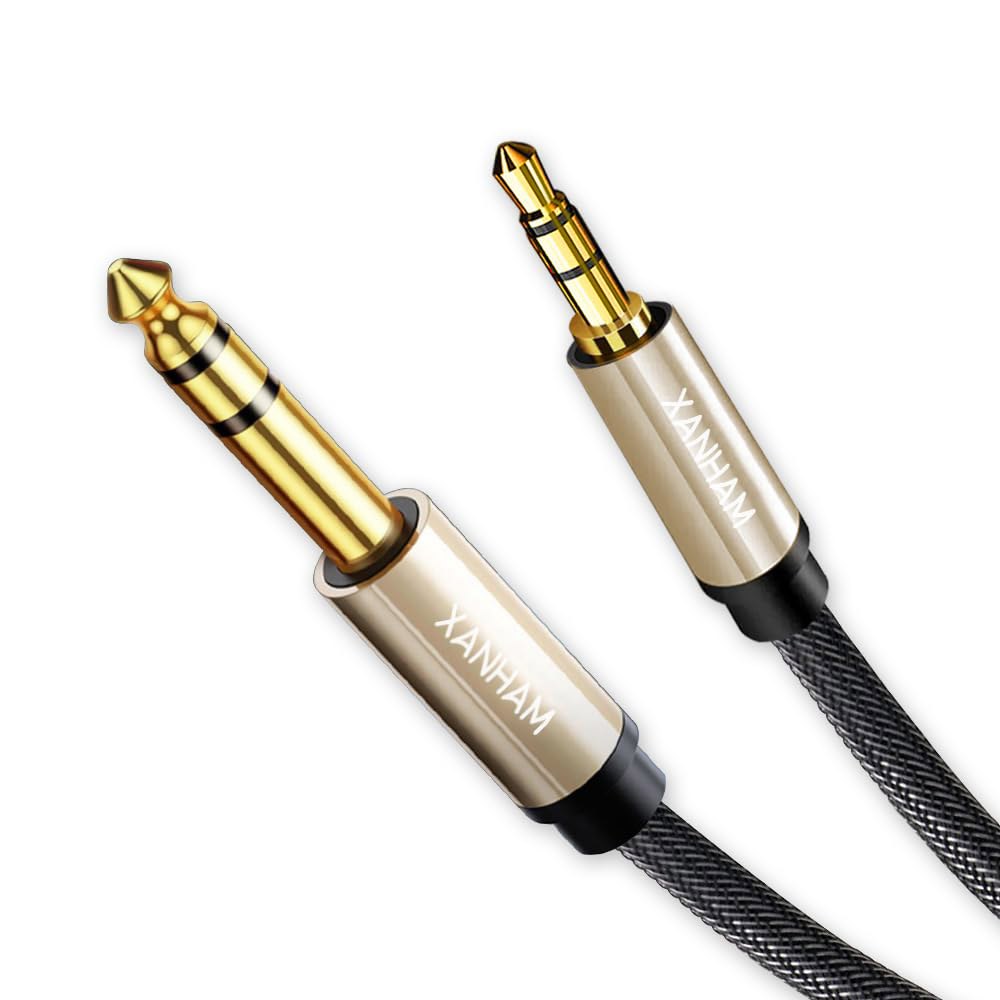 XANHAM 3.5mm ~ 1/4 스테레오 오디오 케이블 16피트/5M, 0.3cm(1/8인치) 6.35mm 0.6cm(1/4인치) TRS 수 Aux 코드 이중 차폐 기타, 앰프, - 상품 이미지