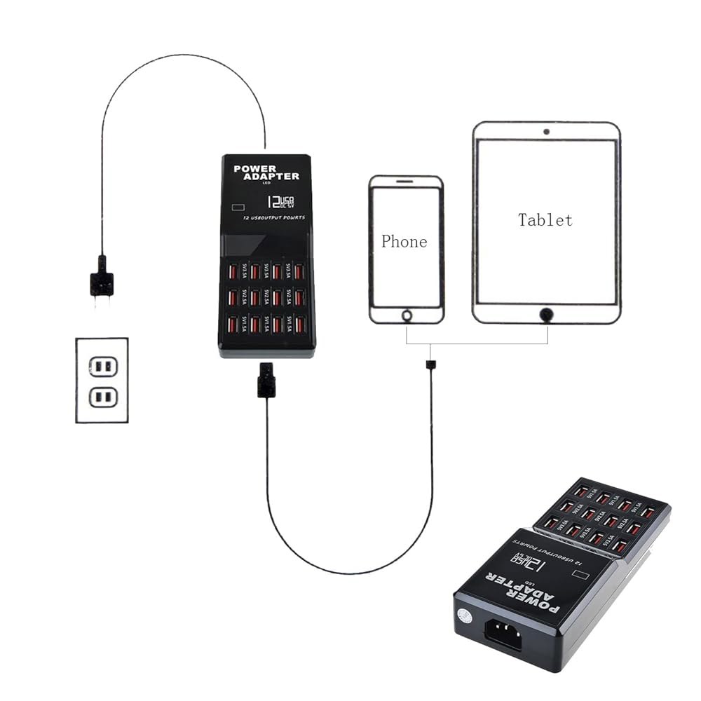 MaxLax USB 충전기 스테이션, 12포트 및 충전 60W 장치용 멀티 태블릿 기타 포트 다중 스마트폰, - 상세 이미지 2