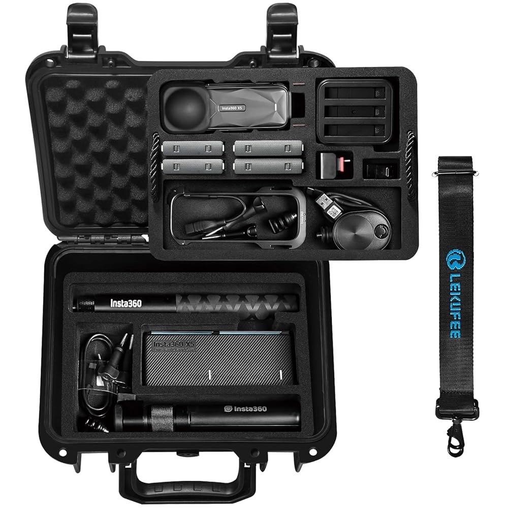 Lekufee Insta360 X5, X4, X3 해당), 방수 휴대용 기타 카메라 및 케이스(케이스만 케이스 하드 액세서리용 X5 블랙., - 상품 이미지