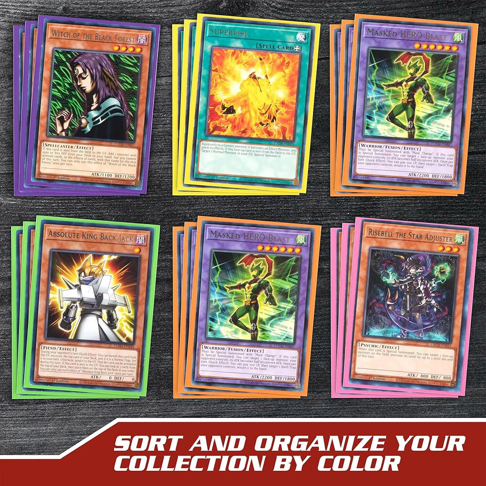 Monster Protectors 카드 슬리브(300팩) -스몰 사이즈(64mm x 89mm) 밝은 멀티 컬러 프로텍터 세트 - Yugioh 및 기타 수집용 TCG 스포츠 카드와 - 상세 이미지 3