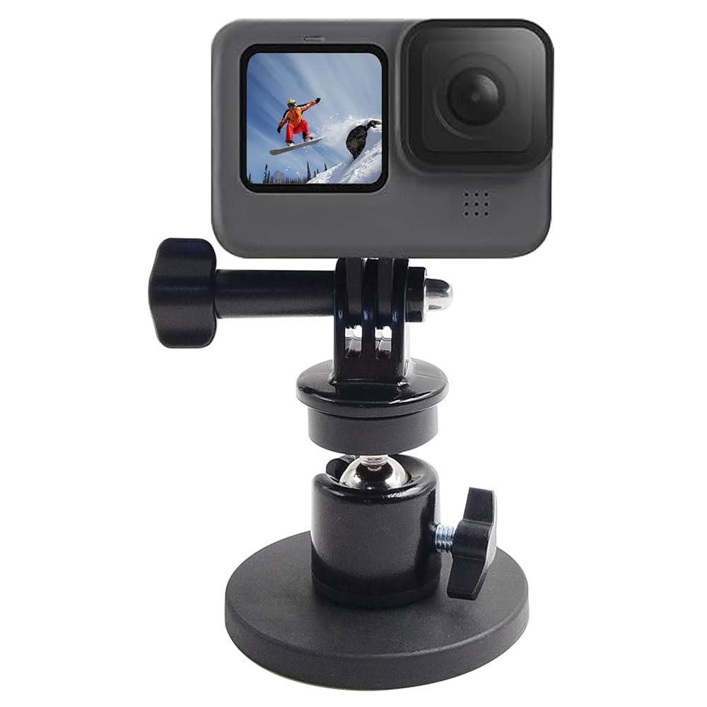 EIOYUMY GoPro Hero, Insta360, DJI 액션용 베이스, 자석 있는 기타 회전 마운트, 부착 마그네틱 탈착식 스틸 슈퍼 또는 흡착 카메라 헤드가 가능 볼 표면에 - 상품 이미지