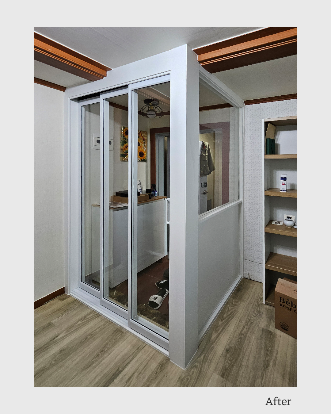 현관인테리어 ㄱ자중문 3연동 파티션중문 원슬라이딩파티션