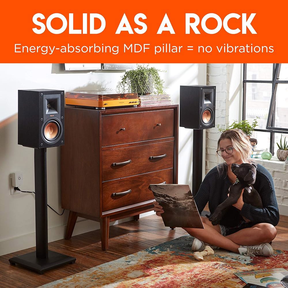 ECHOGEAR 프리미엄 범용 플로어 스피커 스탠드 - 진동 흡수 MDF 디자인은 에디파이어, 포크 및 기타 책장 또는 스튜디오 모니터와 함께 작동 사운드 아이소 패드 카펫 스파이 - 상세 이미지 3