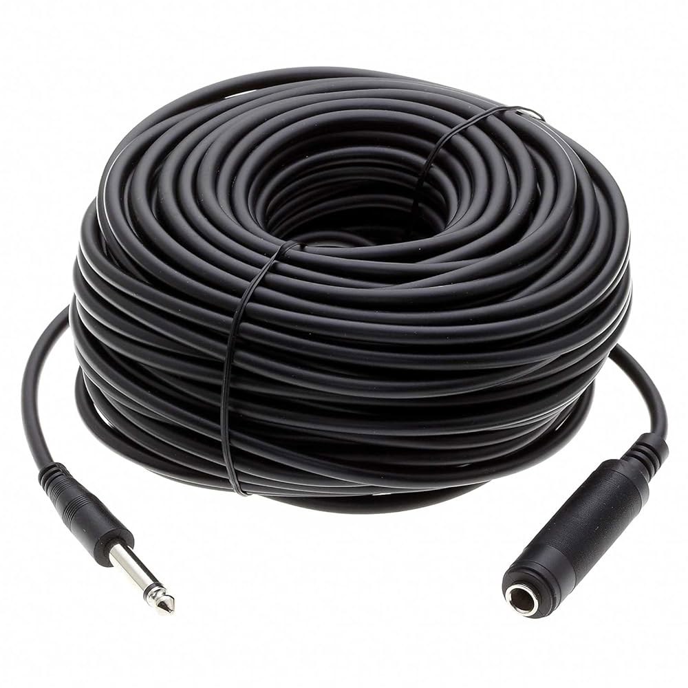 InstallerParts 100피트 0.6cm(1/4인치) 모노 수-암 악기 및 마이크와 기타 앰프, 호환되는 케이블 연장 오디오 6 Feet Black - 상세 이미지 3