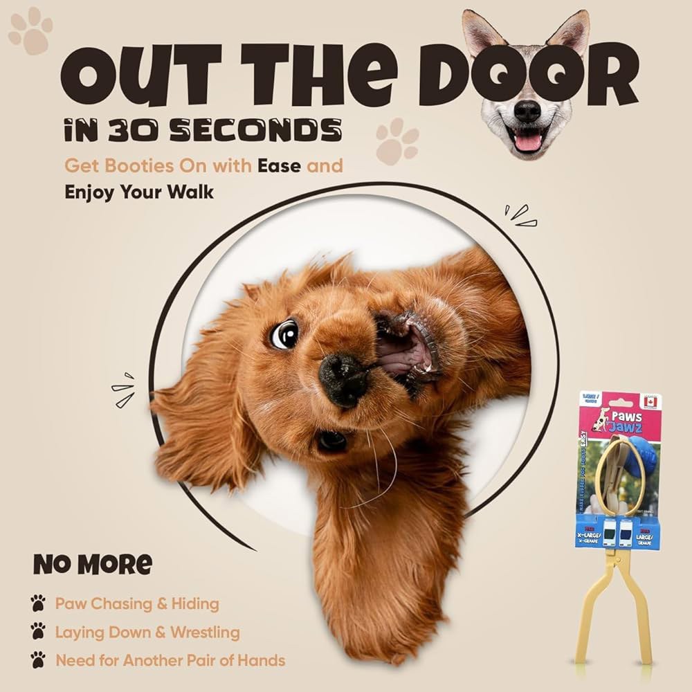 Slip into Dog Booties 한 손으로 뜨거운 도로, 비, 겨울 및 눈 보호를 위한 발 강아지 부츠 기타 부츠용 피팅 도구, 소형 또는 중형 PAWS JAWZ 미디엄 - 상세 이미지 3