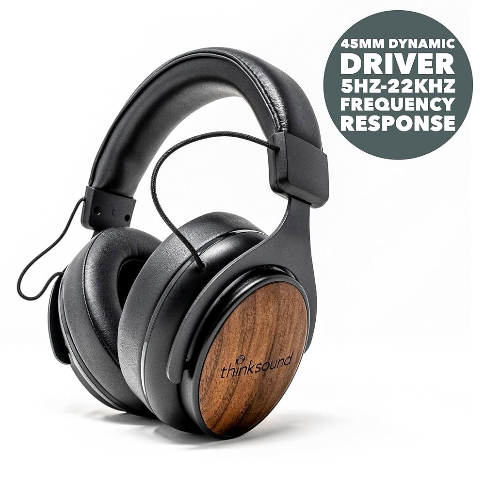 thinksound ov21- 유선 헤드폰 - 오버 이어 클로즈드 백 프로 스튜디오 모니터, 마이크 포함, 전문가 등급, 비평가들의 찬사, 녹음, DJ, 기타, 음악, 팟캐스트용 - 상세 이미지 3