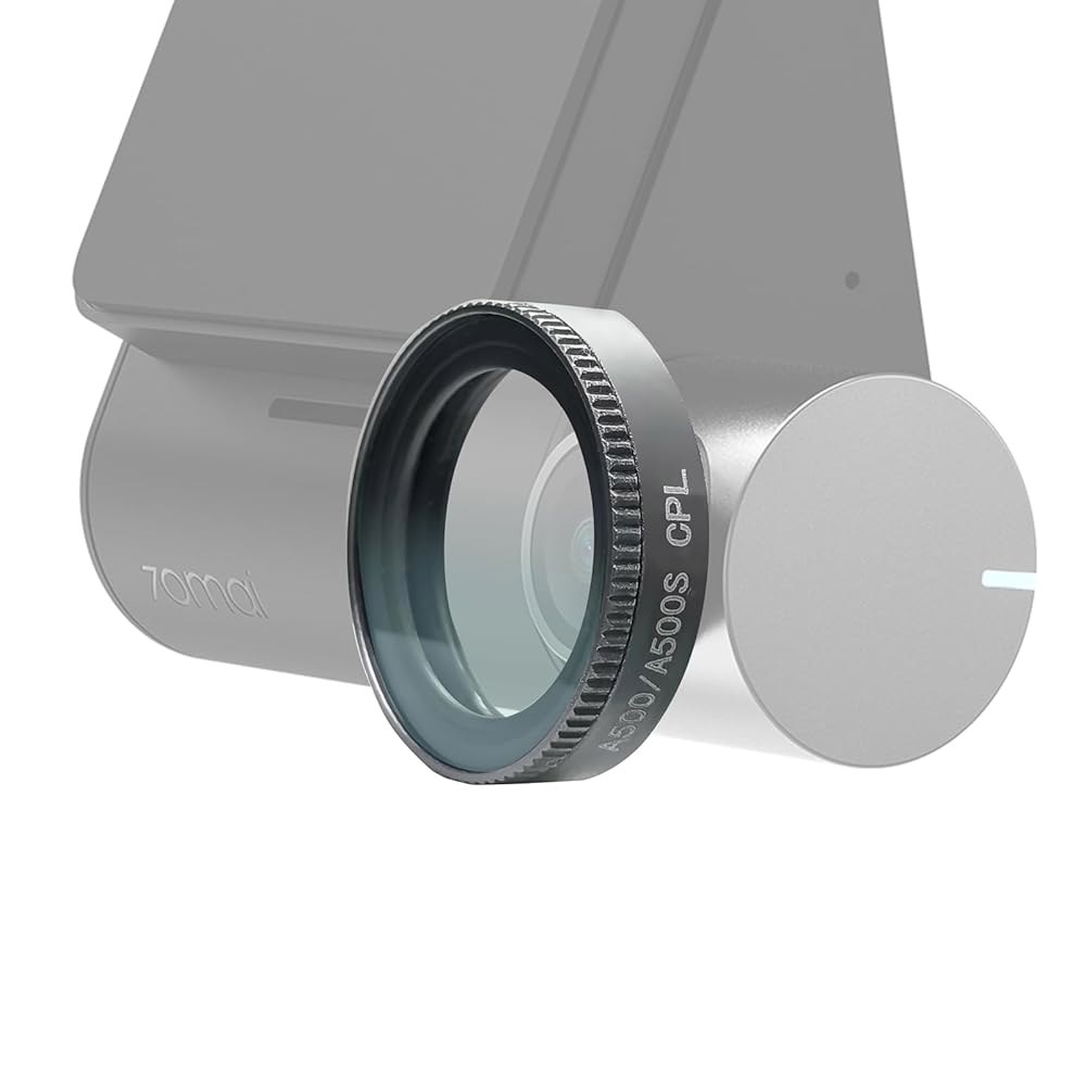 HD 편광 필터, 대시 캠 CPL 70mai 모델 A500 A500S 스마트 카메라 액세서리 또는 기타 직경 17.4mm 렌즈에 적합 (그레이) Black - 상품 이미지