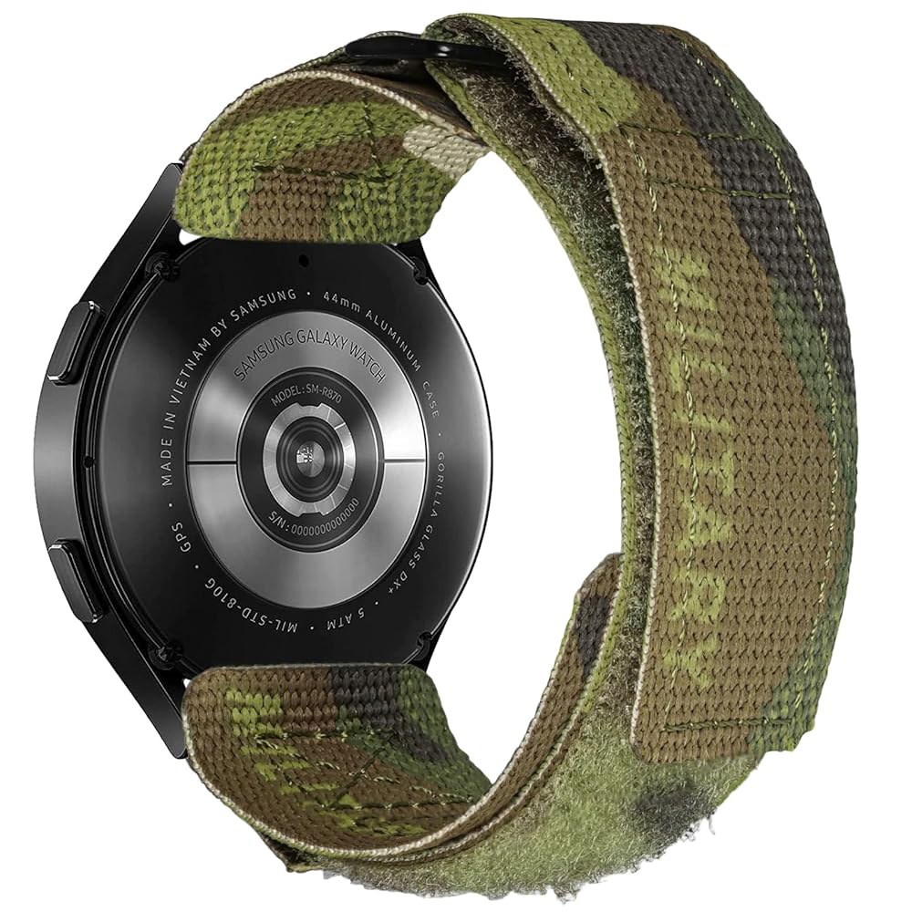 Hemsut H 22mm/24mm NATO 밀리터리 카모플라주 시계 밴드, 삼성 갤럭시 워치 5 프로/6/5/4/3, 기어 S3 및 S2, 액티브 2, 기타 22mm 러그 너비 - 상품 이미지