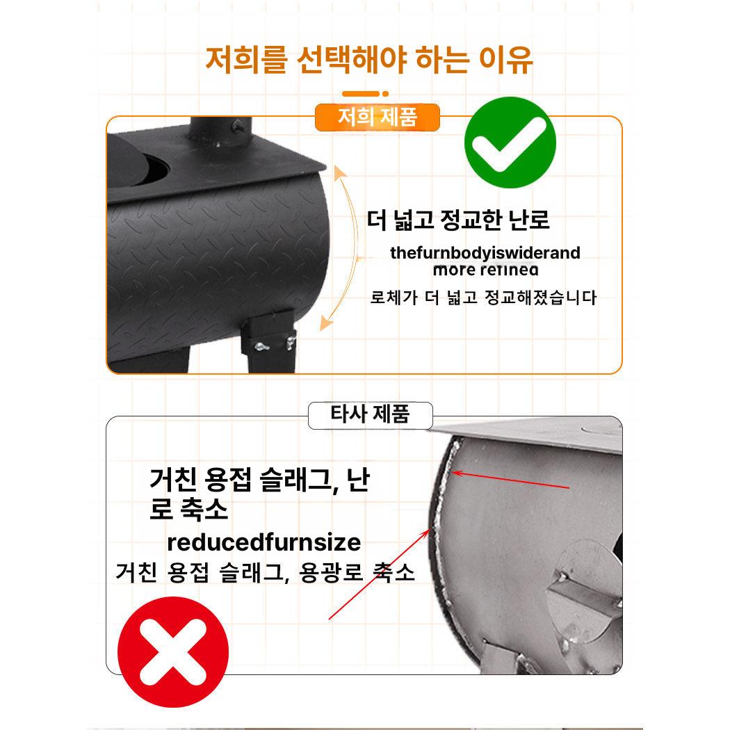 장작 화로 연통 난로 별장용 화목 주물 거꾸로 타는 오븐 포함 패널 4mm 66 57cm - 상세 이미지 5