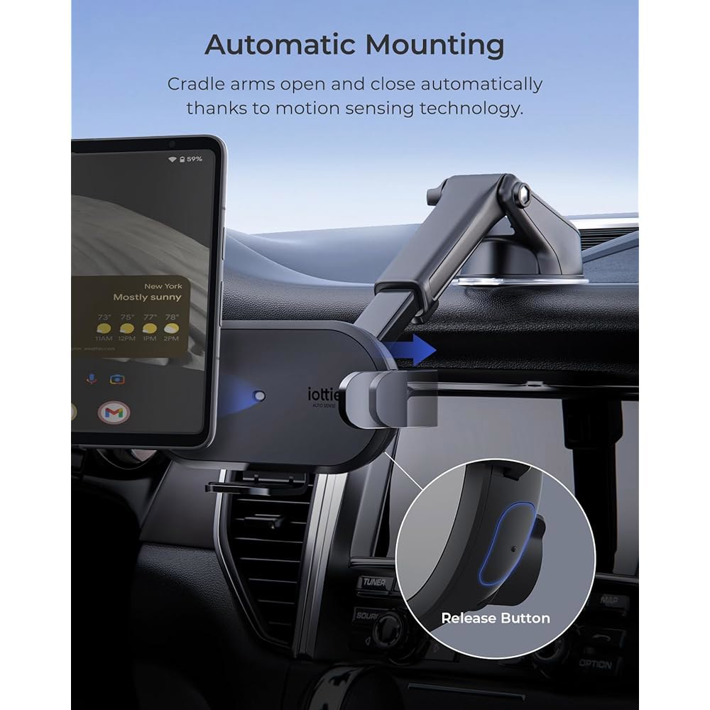 iOttie Auto Sense 2 폴드 Qi 무선 차량용 충전기 - 충전 자동 클램핑 대시보드 폰 마운트, 구글 픽셀 폴드, 갤럭시 Z 4, 플립 기타 접이식 스마트폰용 - 상세 이미지 2