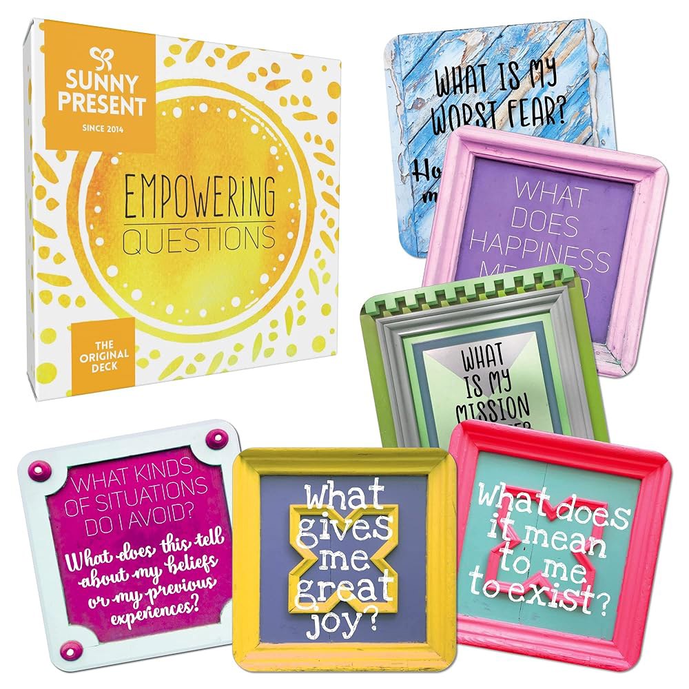 Sunny Present Empowering Questions Cards 케어 과정을 글쓰기 52장 선택한 - 오리지널 덱 위한 기타 셀프 마음챙김 또는 명상, 카드 - 상품 이미지