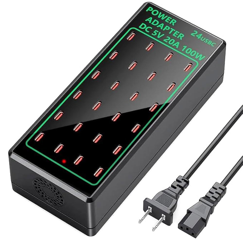 멀티 포트 USB 충전 스테이션 24 100와트 (20A), 충전기 허브 C 블록, 스마트폰, 테이블 및 기타 장치와 호환되는 여러 장치 25W 1 Port - 상품 이미지