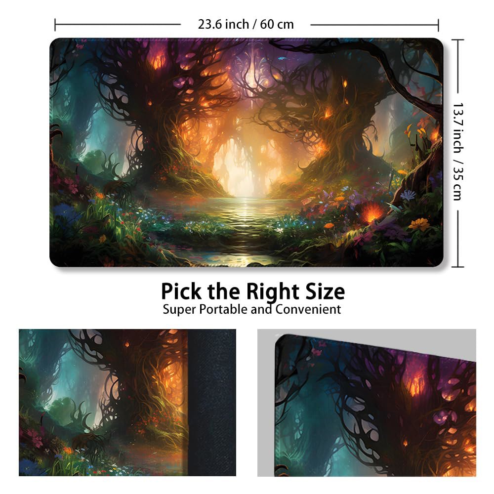 프리미엄 스티치 MTG 플레이매트, 존 및 미끄럼 방지 고무 뒷면, 기타 카드 게임용 TCG 플레이 매트 - 빈티지 룩과 느낌의 다채로운 디자인(DKT (60), 구역 없음) - 상세 이미지 3