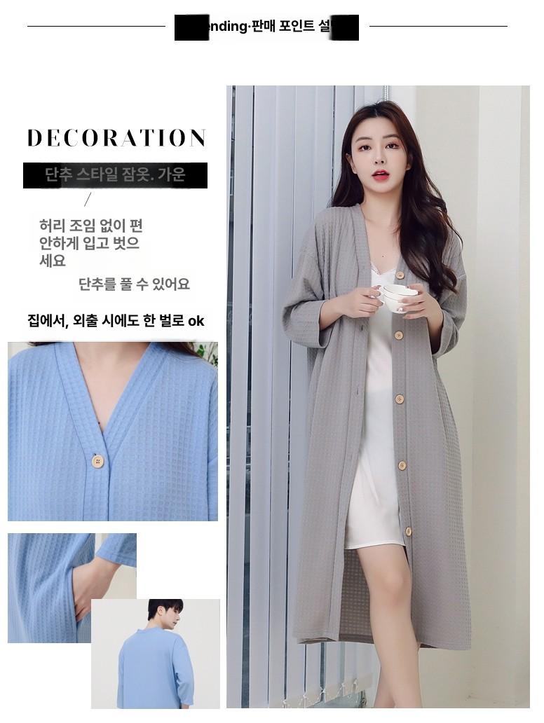 남자 원피스 봄 여름 잠옷 남성 모달 수면 롱 가운 남성용 코튼 루즈핏 - 상세 이미지 4