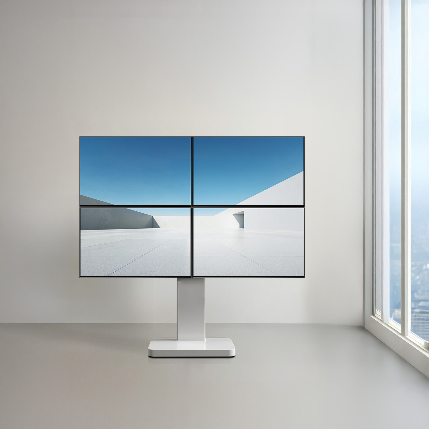 이동식 대형 TV스탠드 L 75인치 4대 쿼드 티비거치대 DKQ-7500B 이미지 6