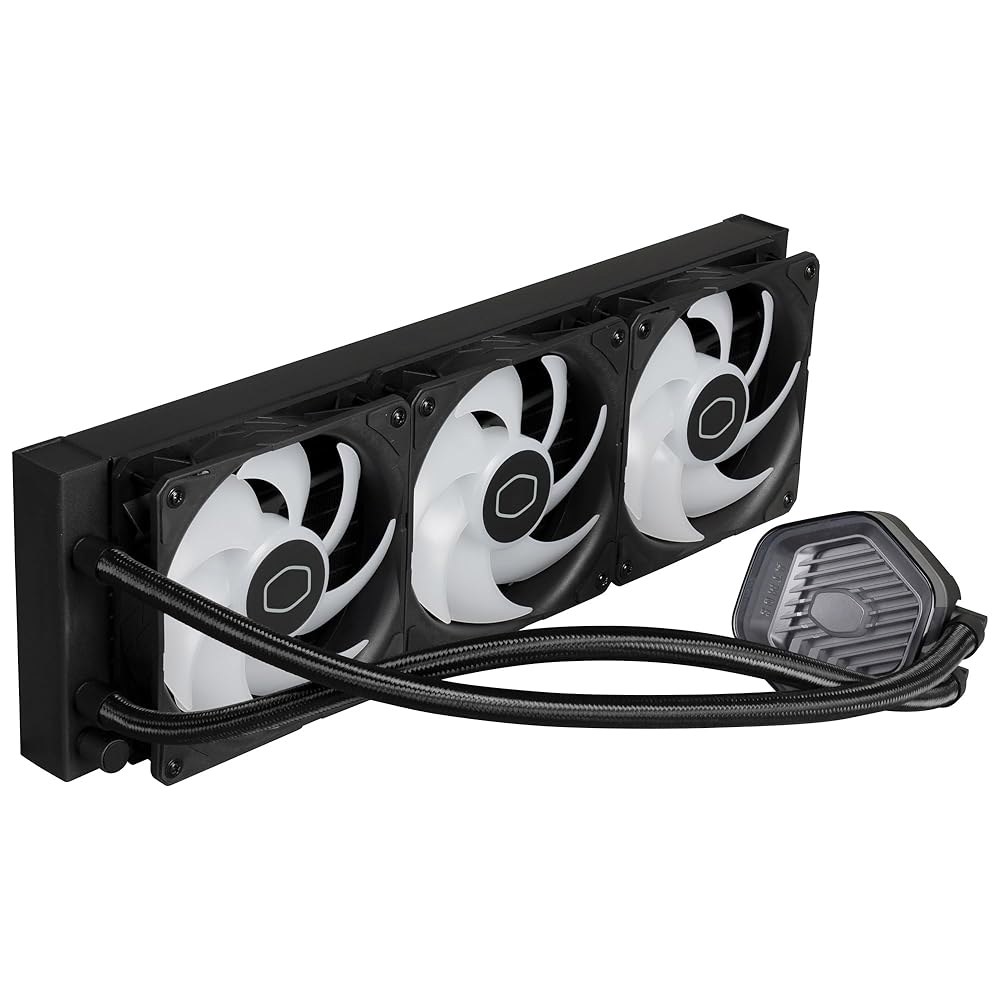 쿨러 마스터 리퀴드 Atmos 360 블랙 CPU - AIO 수냉식 시스템, 듀얼 챔버 펌프, 사전 설치된 낫플로우 120 엣지 팬, 주소 지정 가능한 2세대 RGB, LGA170 - 상세 이미지 3