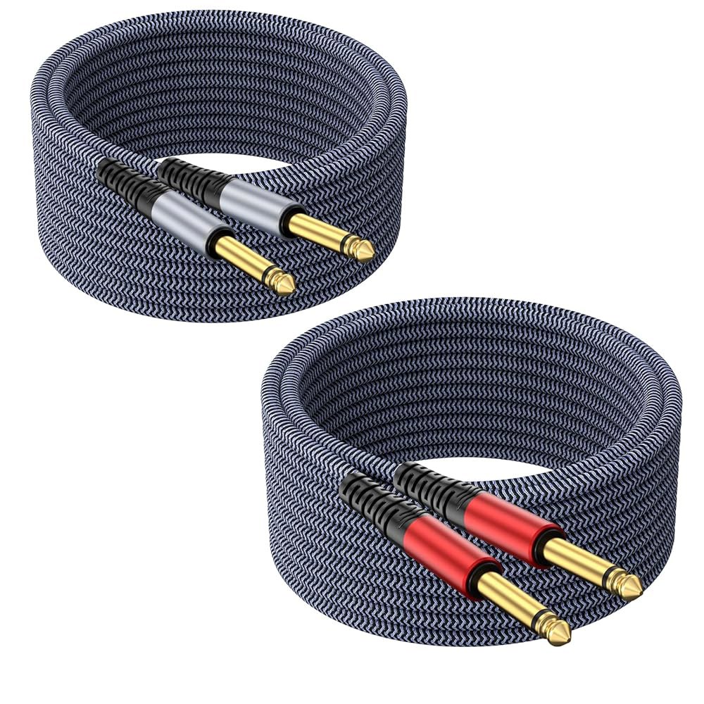 TAISUSAN 0.6cm(1/4인치) 기타 악기 케이블 6.1m(20피트) 앰프, 기타, 베이스, 키보드, 0.6cm(1/4~1/4인치) 믹서, 오디오 2팩, 스피커용 TS - 상품 이미지