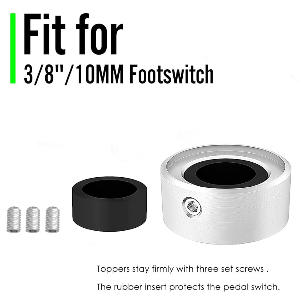 SOLUTEK Footswitch 토퍼 기타 페달 1cm(3/8인치)에 포함, 정확도 편안함, 향상, 일반 나사 버튼 BUTTONS 캡, 블랙 세트 직경 피팅 및 3개의 12개 - 상세 이미지 3