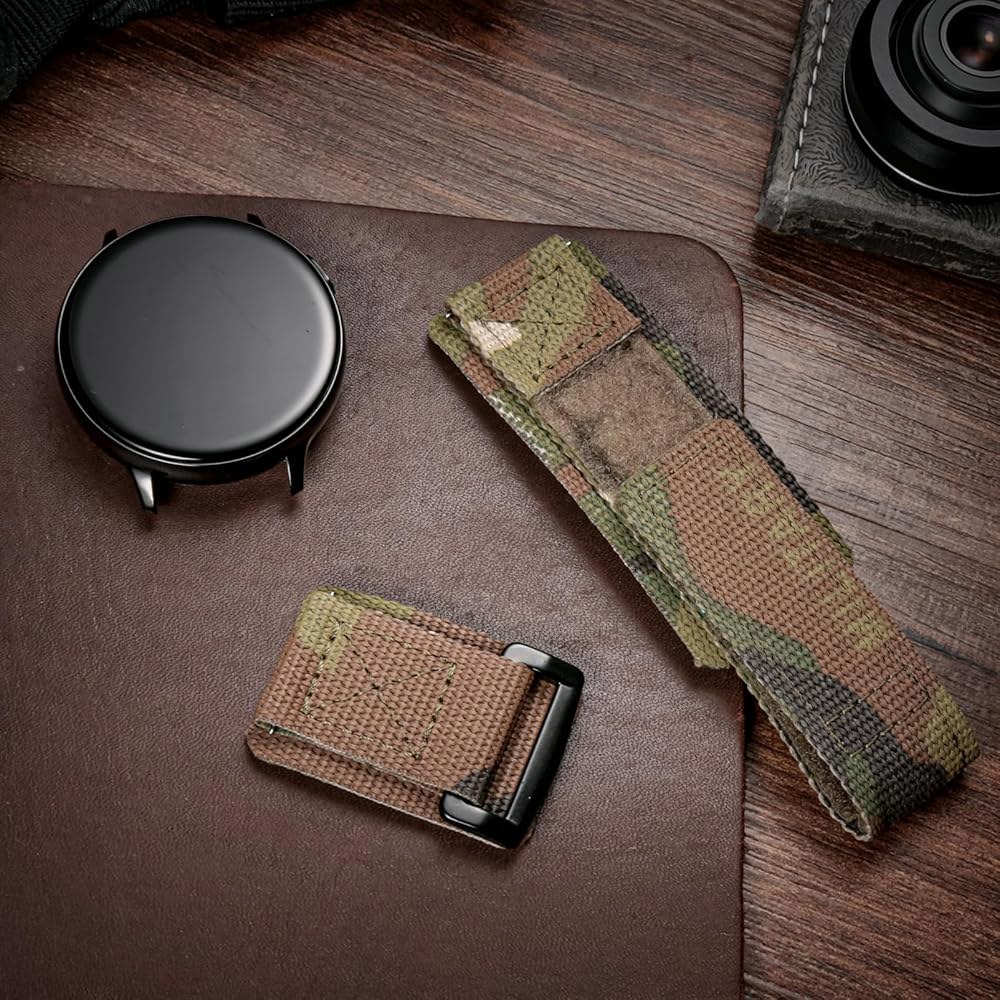 Hemsut H 22mm/24mm NATO 밀리터리 카모플라주 시계 밴드, 삼성 갤럭시 워치 5 프로/6/5/4/3, 기어 S3 및 S2, 액티브 2, 기타 22mm 러그 너비 - 상세 이미지 3
