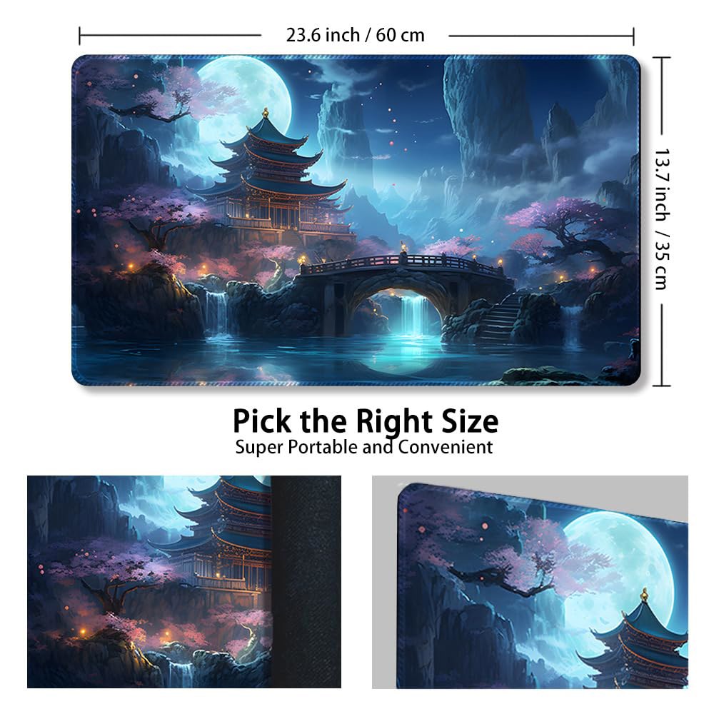 프리미엄 스티치 MTG 플레이매트, 존 및 미끄럼 방지 고무 뒷면, 기타 카드 게임용 TCG 플레이 매트 - 빈티지 룩과 느낌의 다채로운 디자인(DKT (117), 구역 없음) - 상세 이미지 3