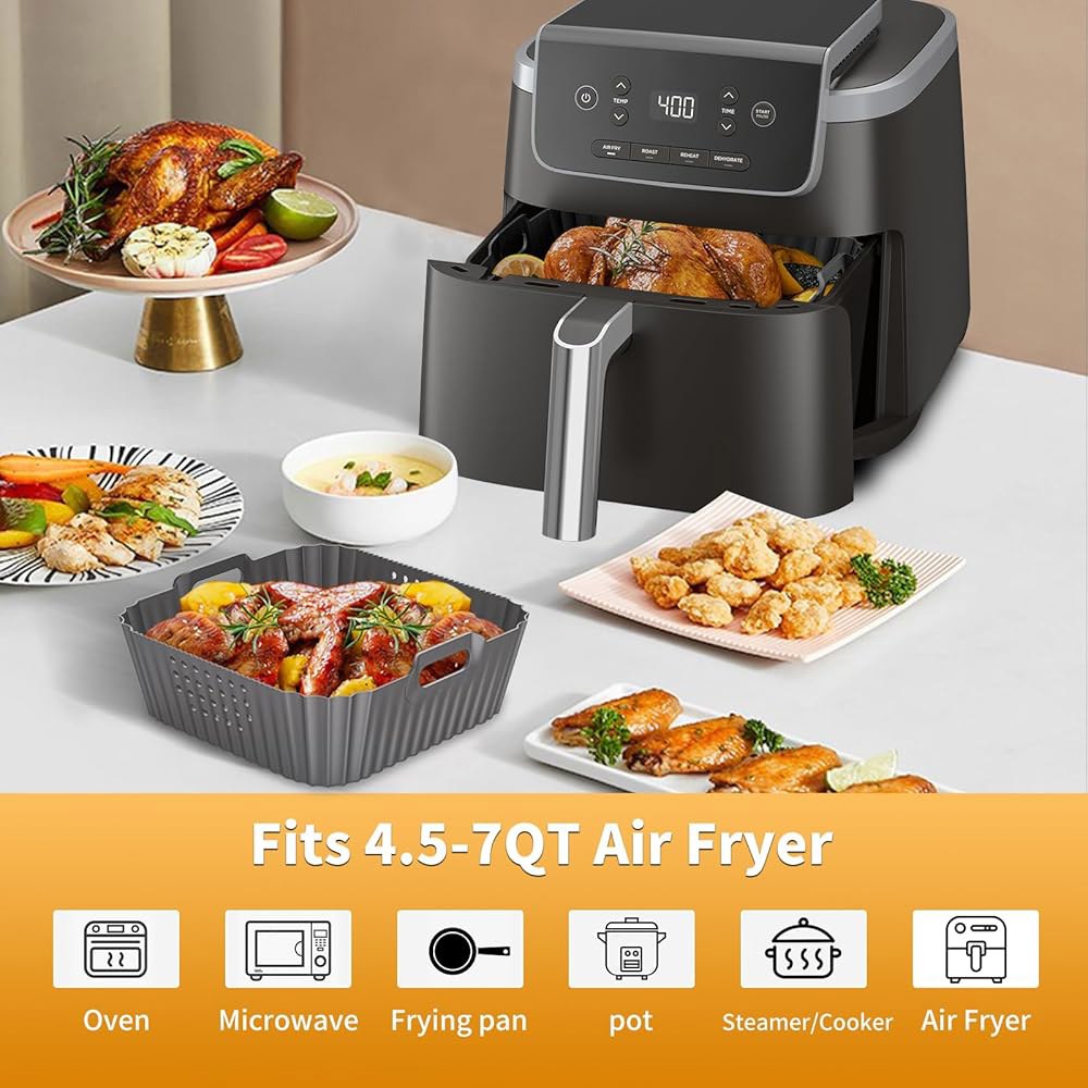 HOMELYLIFE 닌자 AF141 AF142 5QT 및 AF181 6.5QT 에어프라이어용 에어 프라이어 실리콘 라이너, Cosori 5QT/6QT용 액세서리, 즉석 6Qt 기타 - 상세 이미지 3