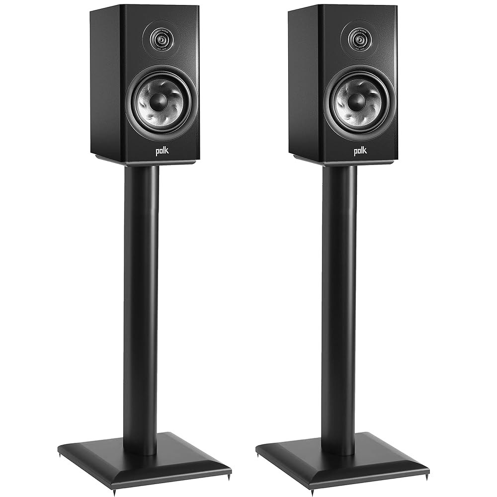ECHOGEAR 프리미엄 범용 플로어 스피커 스탠드 - 진동 흡수 MDF 디자인은 에디파이어, 포크 및 기타 책장 또는 스튜디오 모니터와 함께 작동 사운드 아이소 패드 카펫 스파이 - 상품 이미지