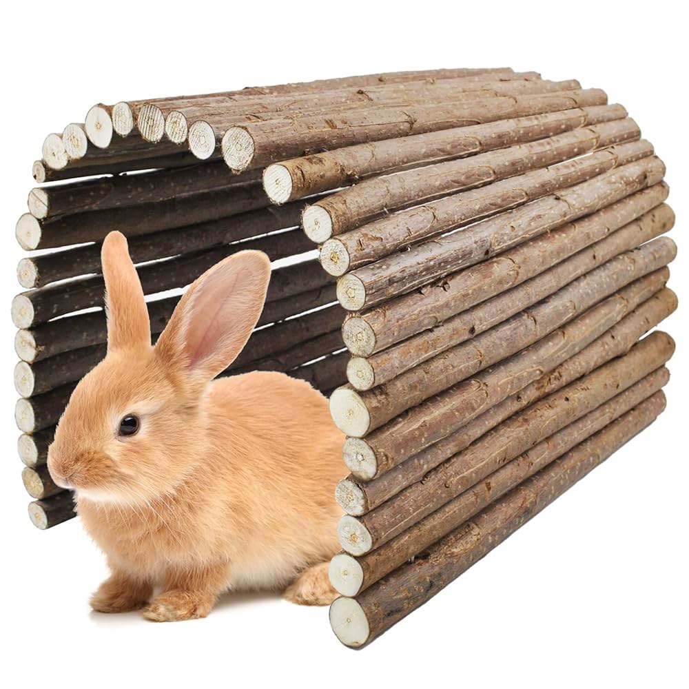 kathson Rabbit Bridge 나무 햄스터 클라이밍 터널 토끼 엑스트라 라지 사다리 우드 유연한 은신처, 기니피그, 친칠라 페렛, 고슴도치, 쥐 다람쥐 및 기타 설치류용( - 상품 이미지