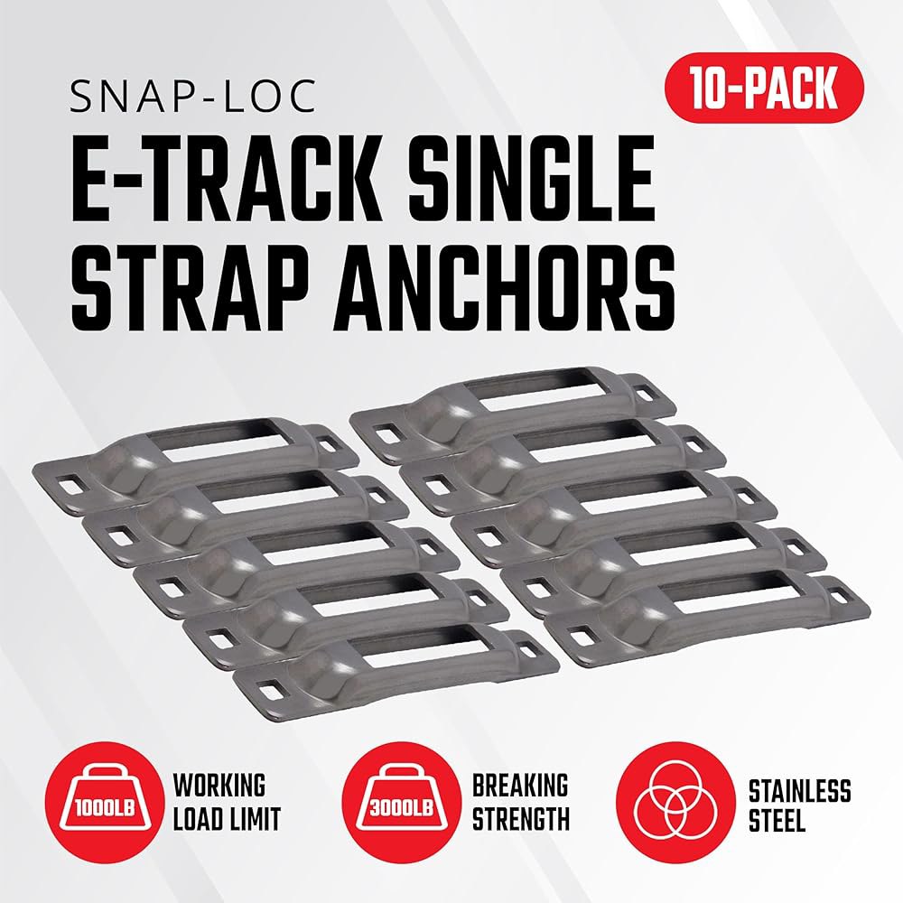 SNAP-LOC E Track 타이 다운 스트랩 싱글 미국산, 10팩 후크 기타 스틸, 슬롯 #304 튼튼한 액세서리와 및 트랙 12게이지 스테인리스 호환, 앵커, - 상세 이미지 2