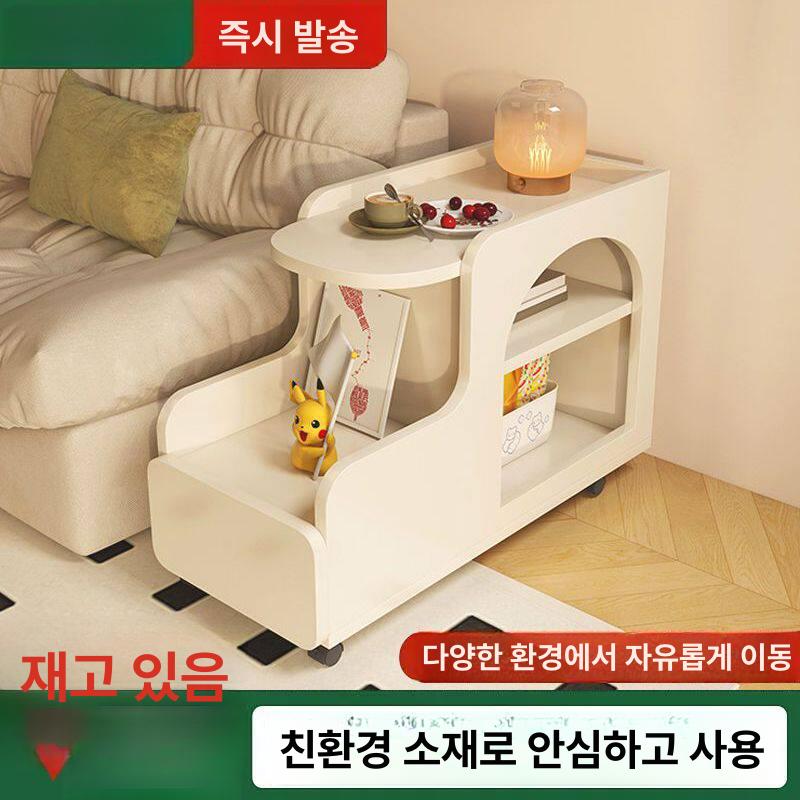 틈새 수납장 쇼파 옆 협탁 슬림 거실 침대 수납 모듈 서랍포함 코코아크림 화이트 53cm - 상세 이미지 2