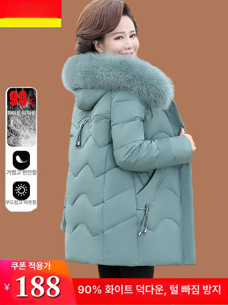 60대 할머니 롱 패딩 코트 엄마 중년 후드 캐주얼 - 상세 이미지 5