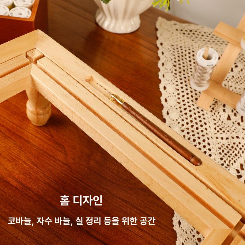 프랑스자수재료 사각 수틀 공구 데스크탑 스탠드 도구 세트 좌식수틀 나무 DIY 프레임 공방 - 상세 이미지 3