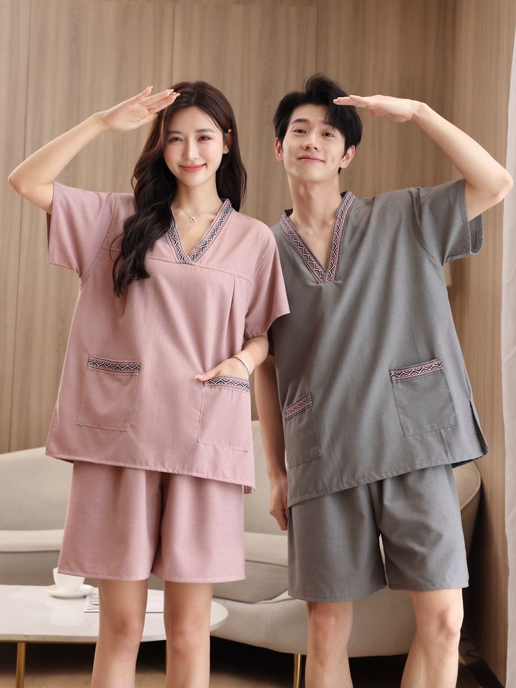 찜질복 상하세트 마사지복 황토방 숯가마 사우나복 여성용 8325 숏 인디핑크 XL - 상품 이미지