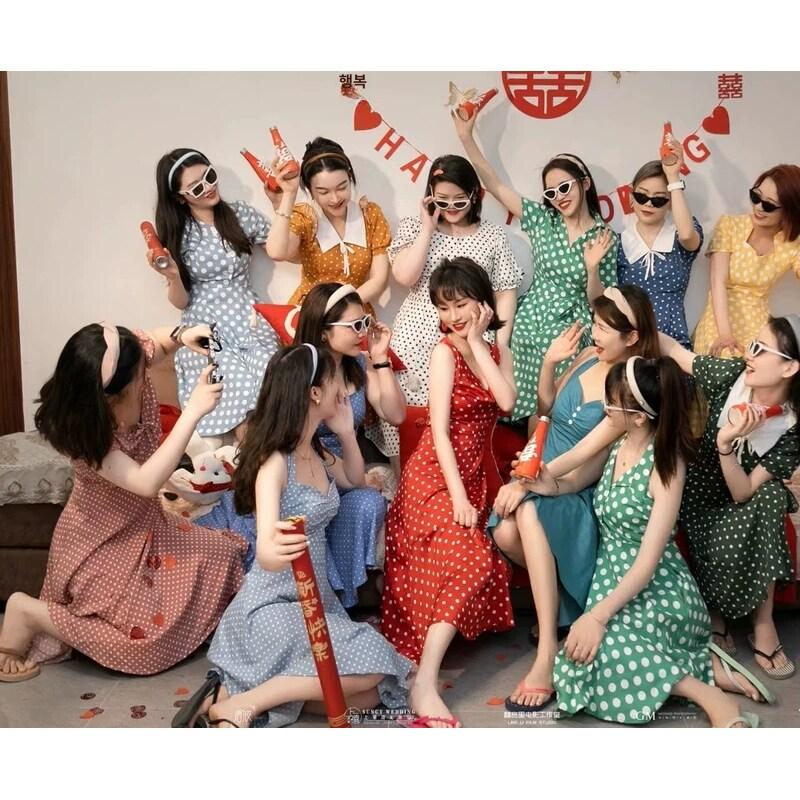 레트로 원피스 복고풍 연극 의상 80년대 스타일 파티 홍콩 감성 - 상세 이미지 2
