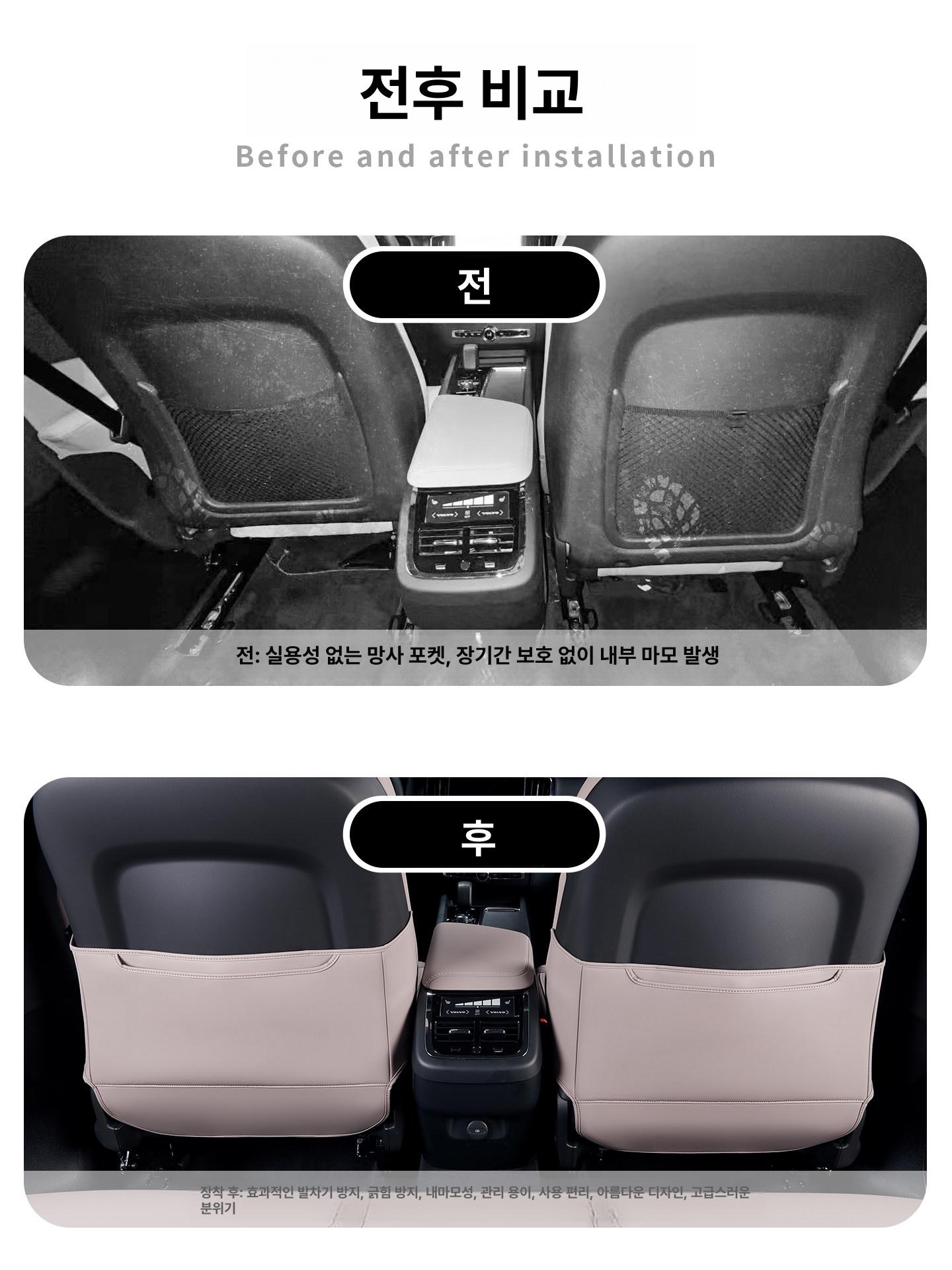 볼보 XC60/S60/V60 시트보호 안티 킥매트 킥패드 킥커버 보호패드 - 상세 이미지 4