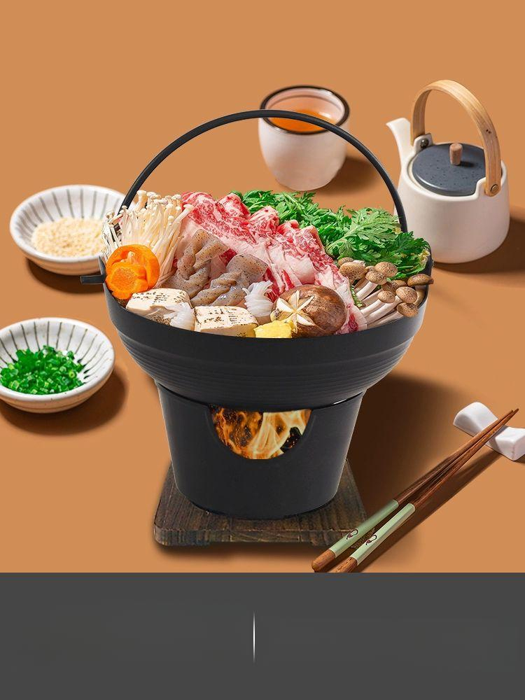 샤브샤브 캠핑용 꼬치 조리기 스테인레스 오뎅탕 전골 대형 스토브 + 냄비 + 나무판 - 상품 이미지