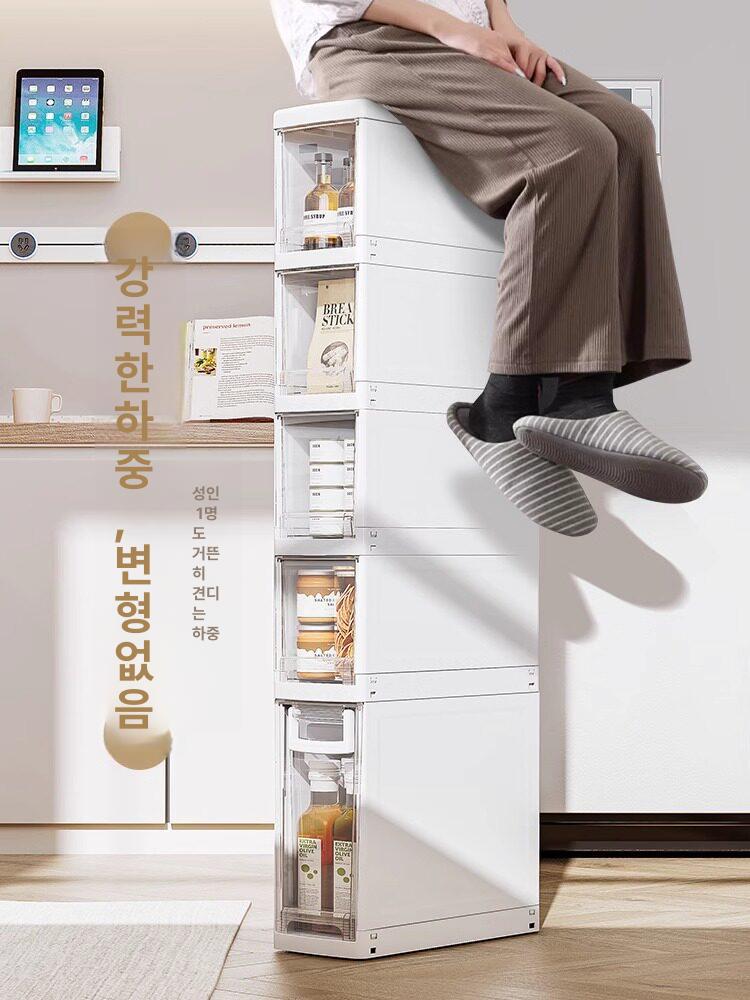 틈새수납장 140 180 이동식 서랍형 냉장고 전면 슬라이딩 투명 폭 거실 - 상세 이미지 4