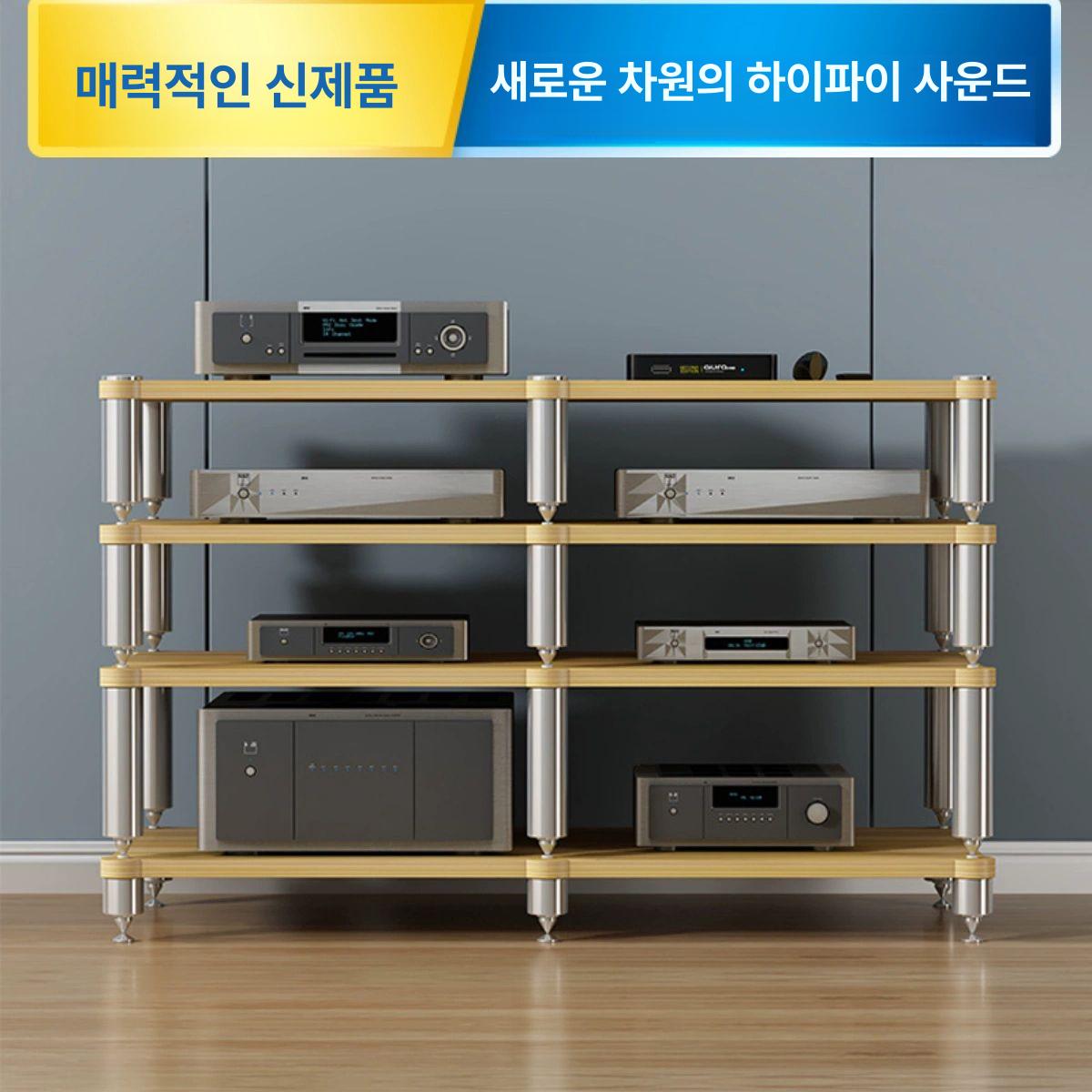 하이파이 앰프 스탠드 진동 방지 TV 캐비닛 스피커 선반 2단 2포지션 화이트 - 상세 이미지 3