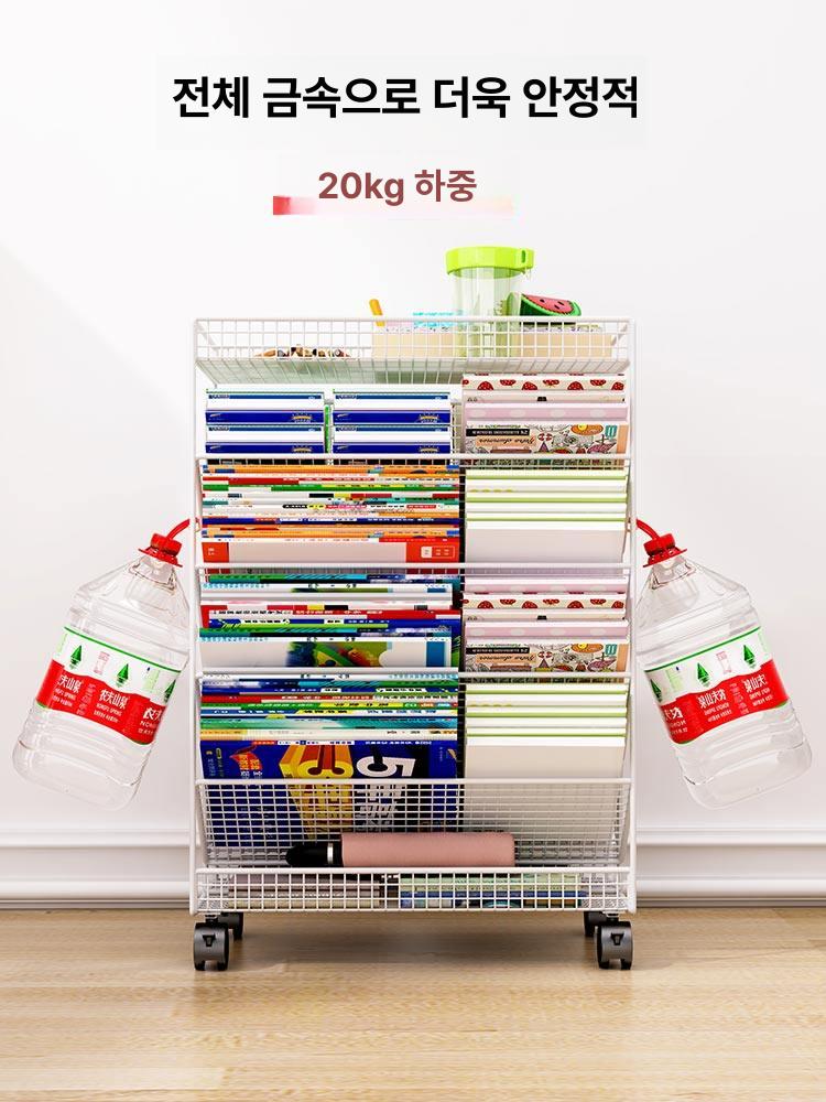 책상 옆 이동형 선반 바퀴형 수납장 이동식 북카트 철제 양면베스트셀러 대형 아테네스블랙 - 상세 이미지 3