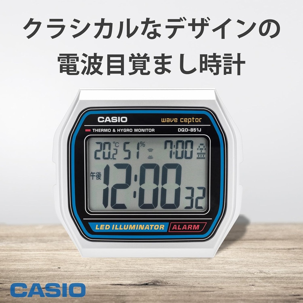 CASIO LED 디지털 스누즈 알람 온도 습도 날짜 전자 탁상 시계 DQD-851J - 상세 이미지 4