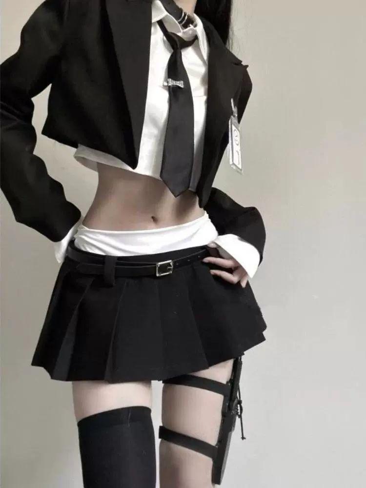 아이돌 무대의상 크롭탑 자켓 블랙 숏 뮤비 - 상세 이미지 3