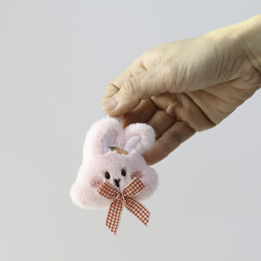 심쿵 동물 페이스 플러시 봉제 인형 키링 가방 키체인 - 상세 이미지 4