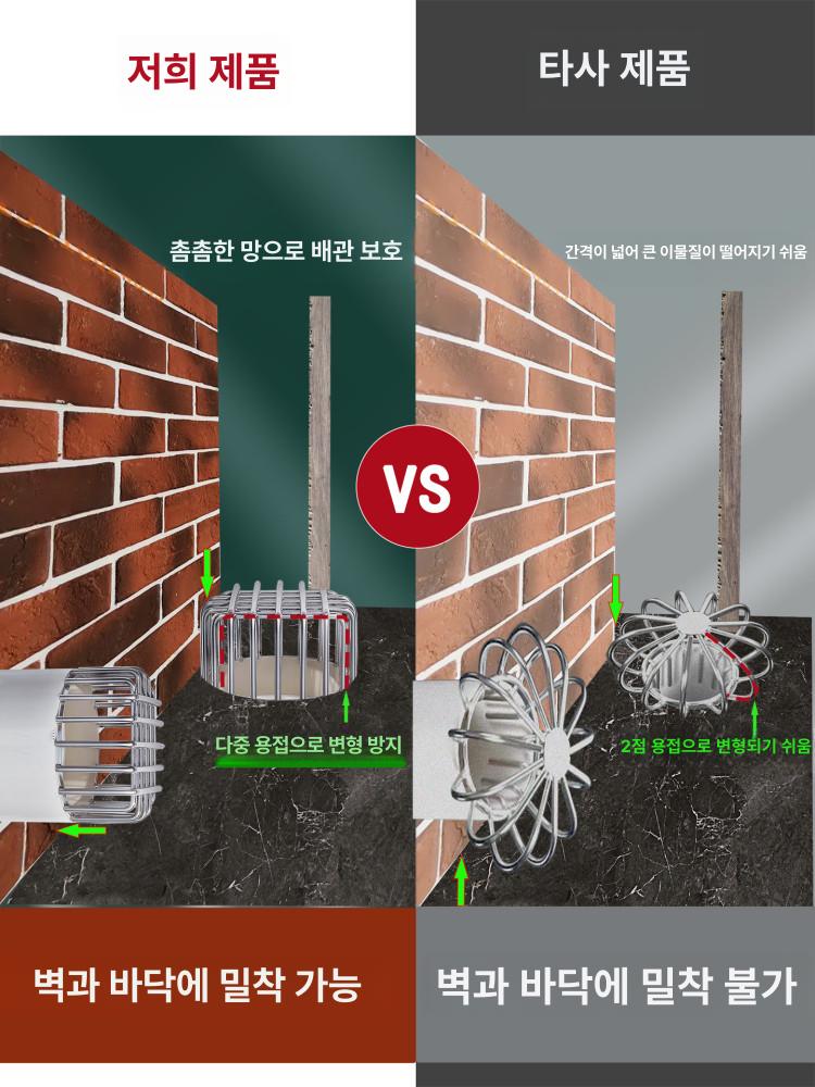 옥상 배수구 마개 테라스 낙엽 걸름망 우수관 필터 사각 75-b - 상세 이미지 3