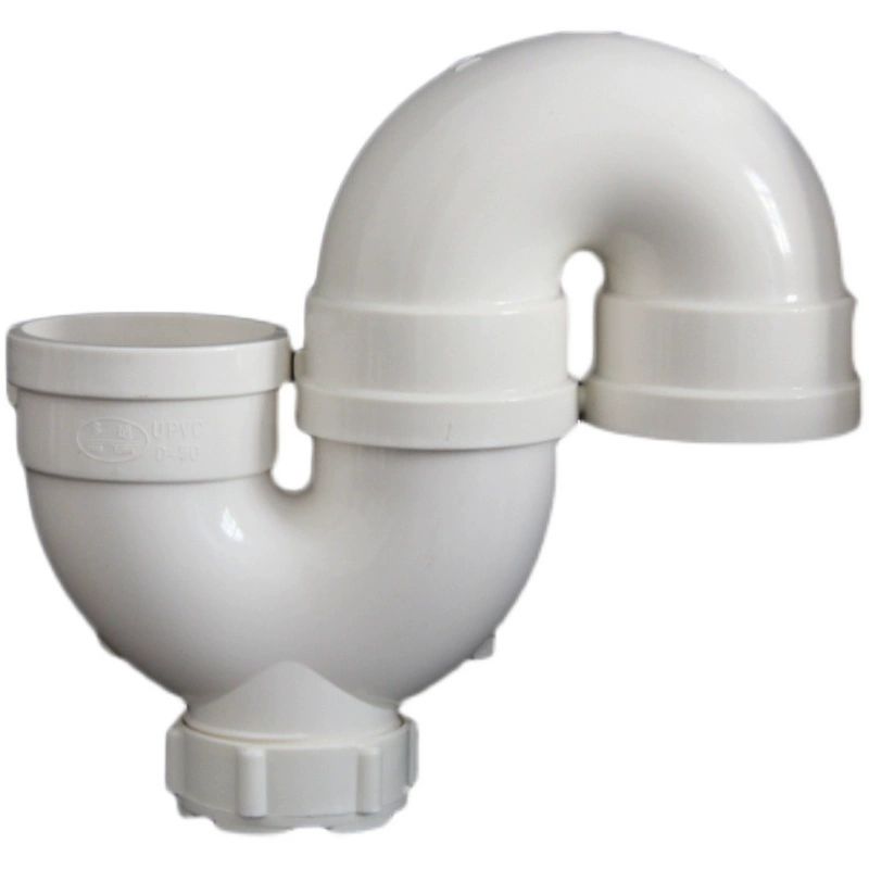 배관 연결소켓 우수관 연결 검사구 소켓 PVC 냄새방지 110mm U자형 물 저장 엘보 1세트 - 상품 이미지