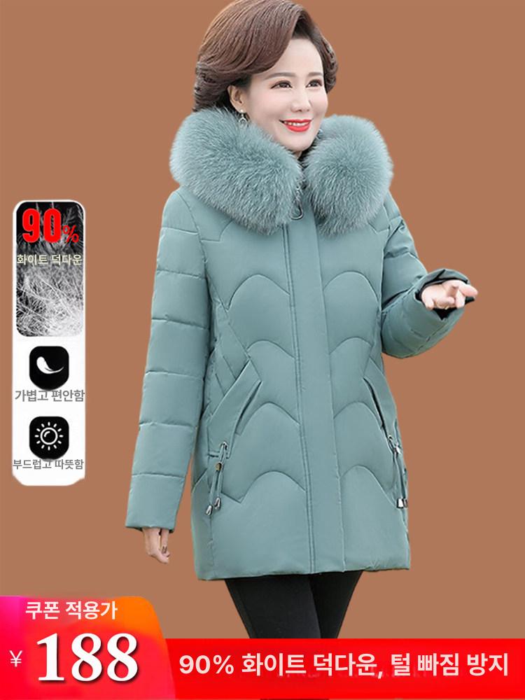 60대 할머니 롱 패딩 코트 엄마 중년 후드 캐주얼 - 상세 이미지 3