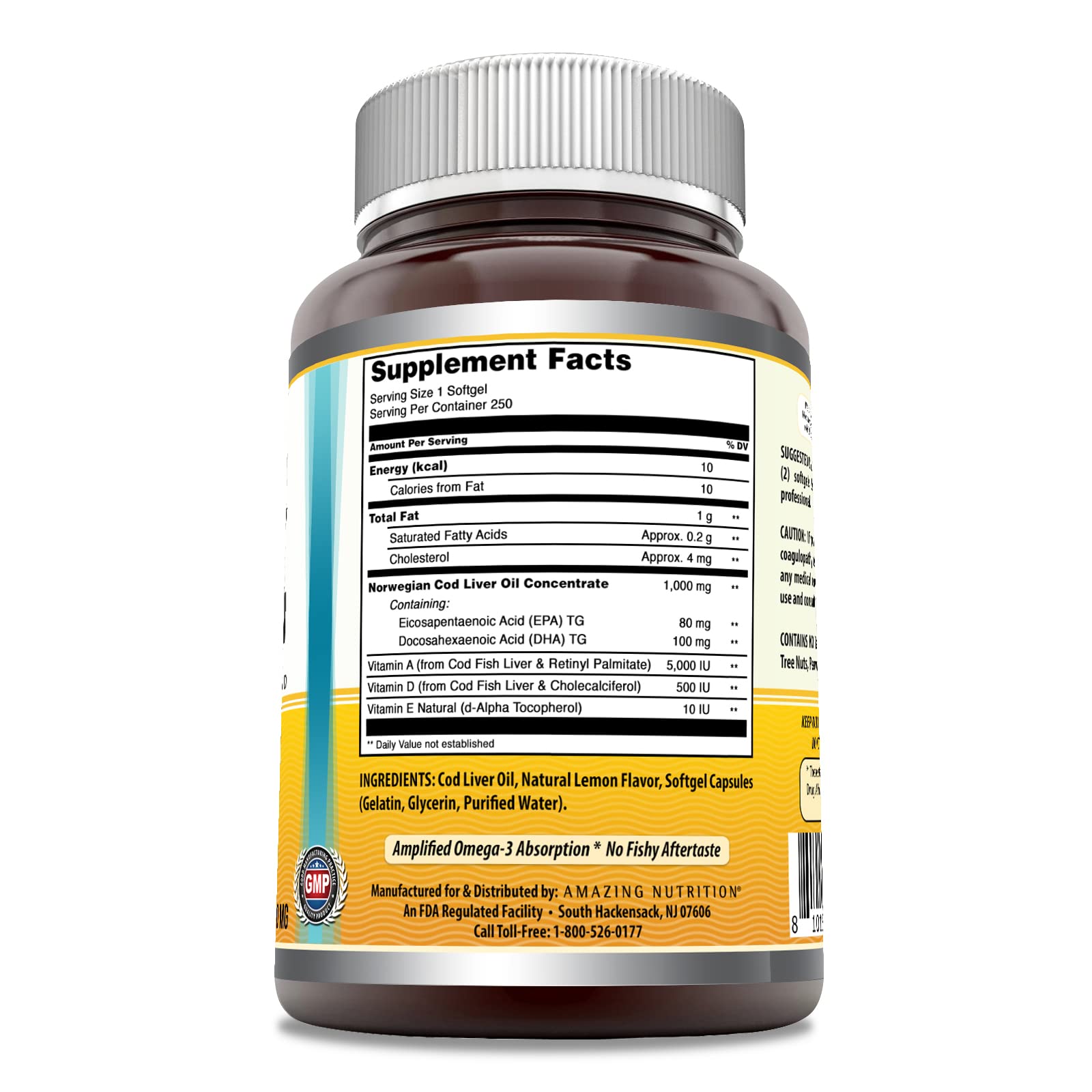 어메이징오메가 노르웨이 대구간유 1000mg 레몬향 250캡슐 - 상세 이미지 3