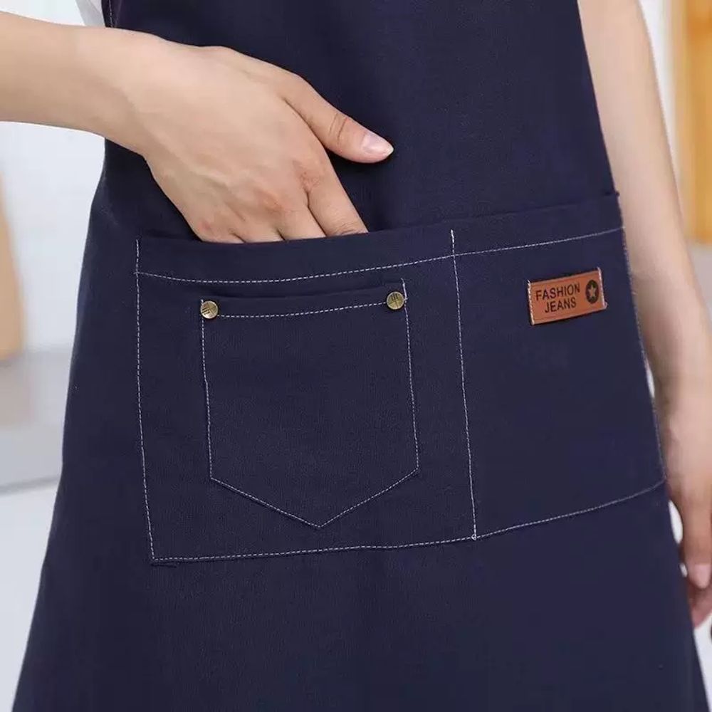 남자앞치마 누빔앞치마 코튼 긴팔앞치마 한복앞치마 크로스 작업 원예 앞치 A. 캔버스 파란색 - 상세 이미지 3