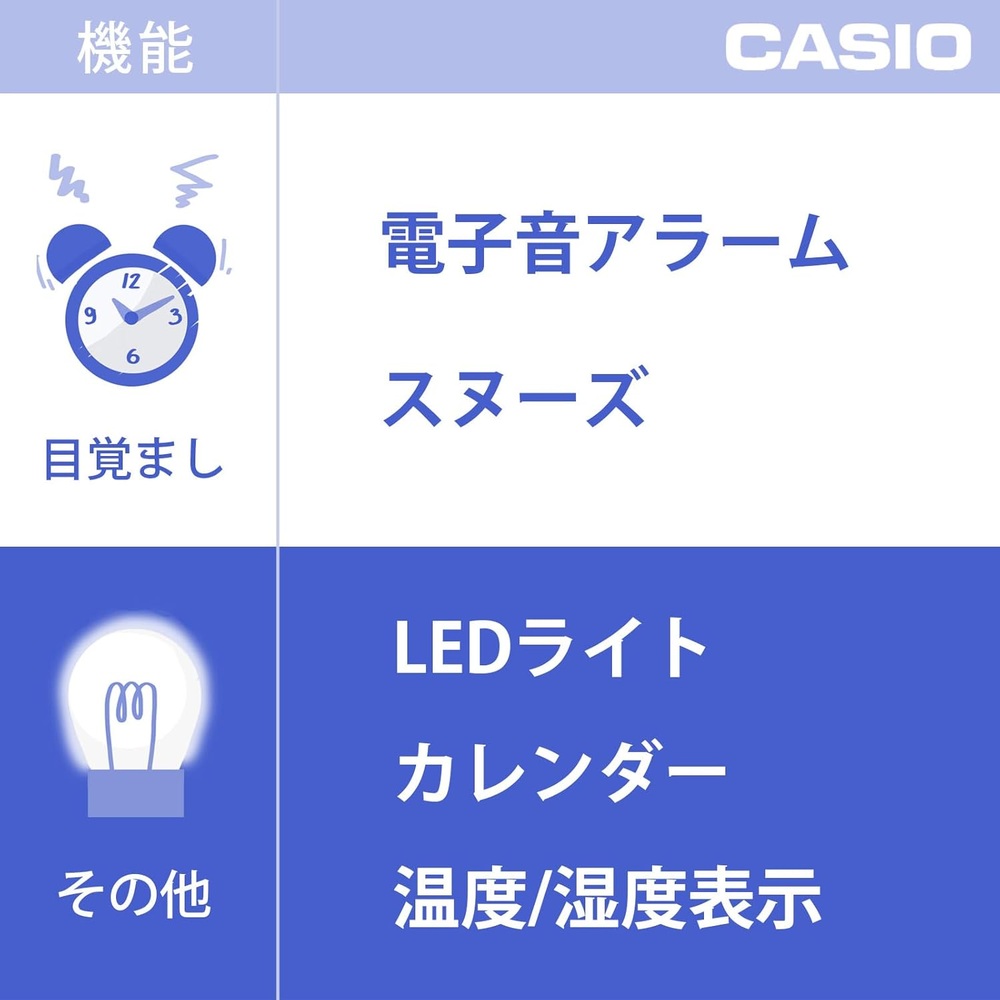 CASIO LED 디지털 스누즈 알람 온도 습도 날짜 전자 탁상 시계 DQD-851J - 상세 이미지 5
